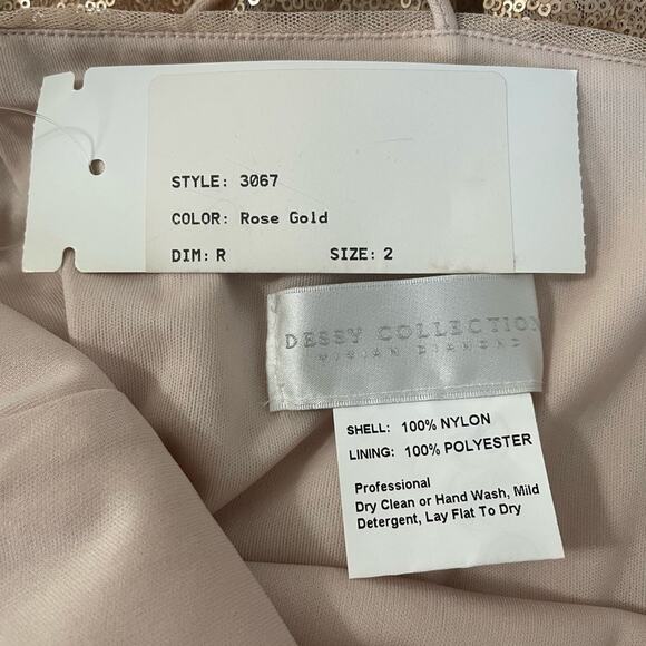 NWT Dessy Collection Elle Sequin Rose Gold Midi Dress Sz 2 - Picture 5 of 10